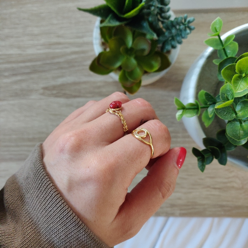 3/$20 RED JASPER CRYSTAL RING - Picture 3 of 3
